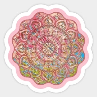 Digital Fluid Art Design - Flip Cup Technique - Pink Mandala Sticker